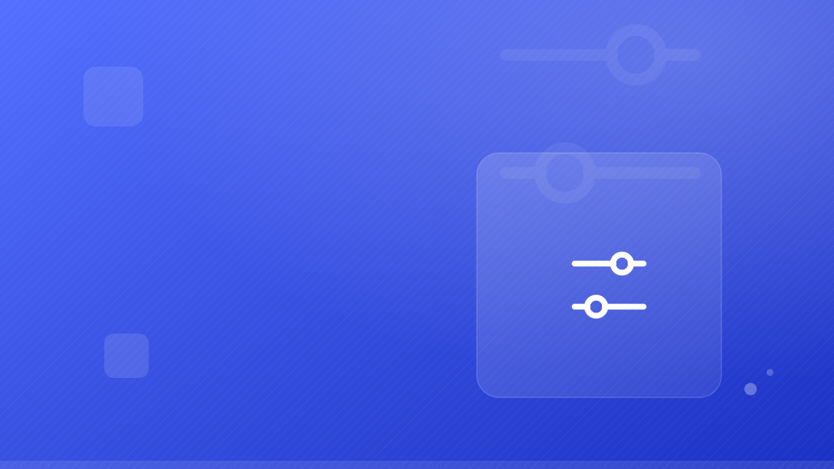 A sliders icon on a blue diagonal-hatch background